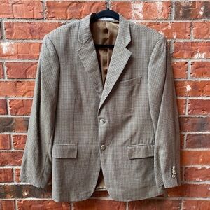 J W Nordstrom Mens 40S Brown Plaiod Houndstooth Tweed Sports Coat Grandpa Blazer